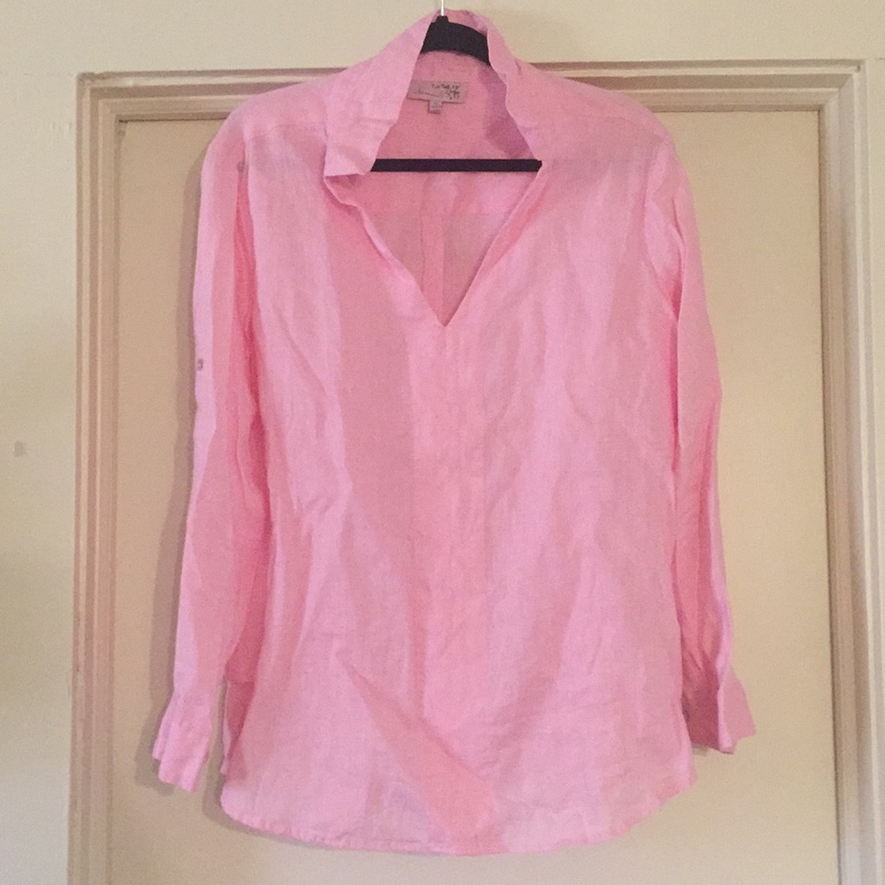 Pink, sheer blouse